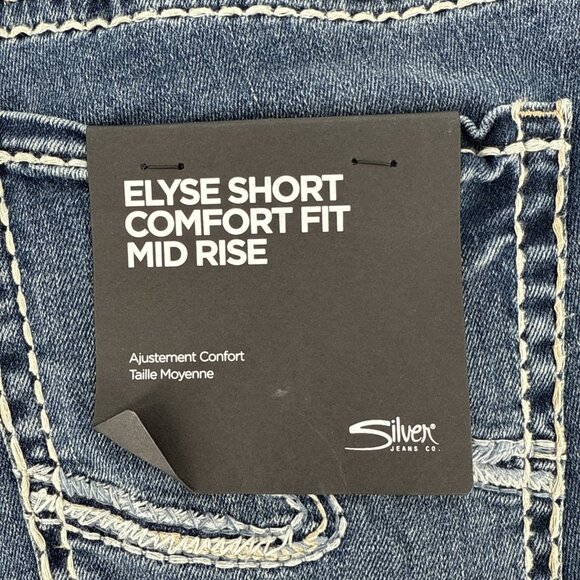 Silver Jeans Co. Size 12 W Elyse Mid Rise Comfort Fit Blue Jean Shorts Denim New - Picture 8 of 13